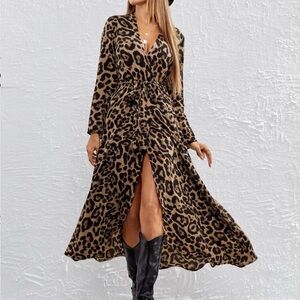 SHEIN Animal Print Long Sleeve Dress